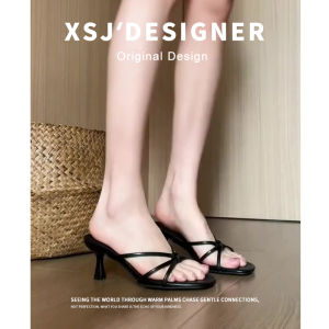 French Strappy Square Toe Kitten Heel Sandals