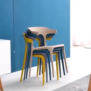 JDEE เก้าอี้ เก้าอี้รับประทานอาหาร คาเฟ่ เก้าอี้ตกแต่งร้าน ins style เก้าอี้พลาสติก เก้าอี้ร้านอาหารพลาสติก ทำงาน เกรดเอ มีพนักพิง รับน้ำหนักได้ 200kg