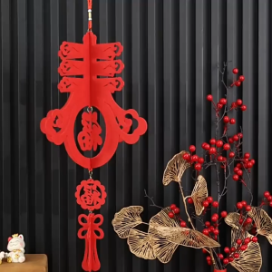 2026 Chinese New Year Hollow Auspicious Clouds Chun Character Hanging Ornament Lucky New Year Non Woven Fabric Lantern Pendant CNY Door Handle Decor