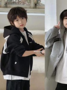 Boys Outwear 2024 Spring Clothes New Arrival Kids Zip-up Shirt Children and Teens Sweater Girls Outer Wear Western Style South Korea Childrens Clothing