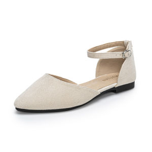 Spring New Flat Head Toe Spade Buckle Sandals Womens Large Size Slip-On Shoes Hollow out Design Fashion Fairy Style Clogs