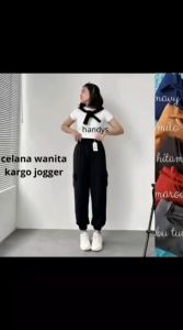 Celana Kargo Jogger Wanita Jumbo / Kulot Kargo Tali Serut / Korean Pants Kargo Jogger Polos
