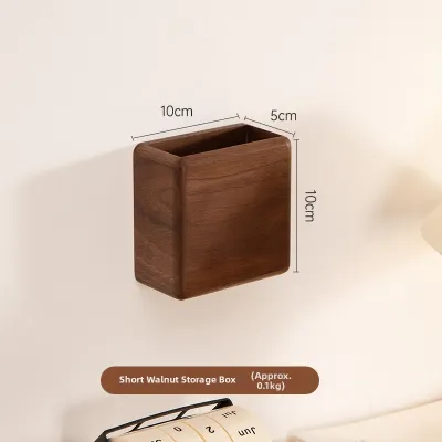 Wall-Mounted Solid Wood Storage Box TV Air Conditioner Remote Control Bedside Mobile Phone Charging No-Punching Placement Box