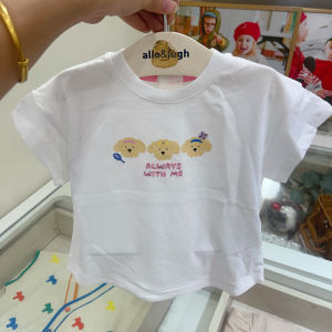 Soft Skin-Friendly Summer T-Shirt for Babies Boys And Girls White Cute Little Dog Pattern Short Sleeve Korean Style Cotton Shirt