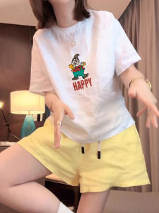 Chic Loose Fit Pure Cotton Short Sleeve T-Shirt Womens Summer Fashionable Korean Style Casual Comfortable Top