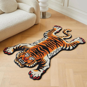 VIKAMA Tiger Sleeping Tiger Faux Cashmere Decorative Carpet Is Soft And Comfortable For Bedroom Bedside And Home Decoration