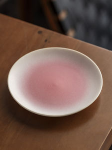 Zero-Home Pastries Ceramic Plate Pink White Afternoon Tea Simple Coffee Dish European Snack round Plate Dining Utensils