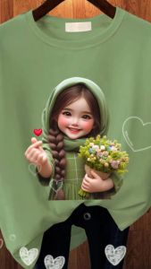 Baju Kaos Wanita Oversize Basic Lengan Pendek Printing DTF Kids Saranghe Katun Combed Blus Jumbo