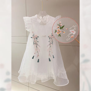 ชุดฤดูร้อนสำหรับเด็กผู้หญิงแบบใหม่ปี2022ชุดเด็กชุดเดรสเด็กเดรสยาวสไตล์จีนสำหรับเด็กเล็กและเด็กวัยกลางเดรสกี่เพ้าสไตล์ตะวันตกสำหรับเด็กเล็ก