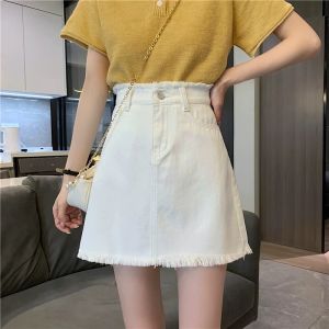 Váy denim Đường vắt sổ lỏng Y2K cho nữ phong cách Hàn Quốc váy chữ A cạp cao mùa hè