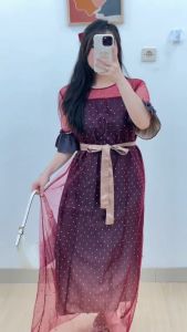 6305 Evelyn Strap Gradasi Brukat Maxi Dress Brukat Kondangan Gaun Pesta