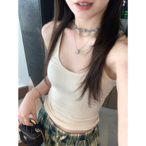 Threeh ผู้หญิง Basic แขนกุด U-neck แบบมีด้าย เสื้อกั๊ก พรางหุ่น Base Layer เสื้อสายเดี่ยว ผ้าฝ้าย วัสดุ ฤดูใบไม้ร่วง 2023 ชุดทํางาน