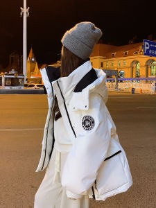 White Workwear Style Parka down Jacket Womens Winter Three-Proof Thick Outerwear Korean Version Straight Cut Fit