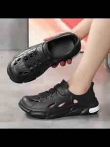 Summer Men Sandals Fashion Thick-Soled Hole Shoes EVA Closed Toe Slippers Outdoor Beach Non-Slip Men Hole Sandals 39-45 Size