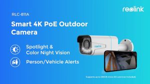 Reolink RLC-811A 4K PoE Security Outdoor IP Camera with Human/Vehicle Detection 5X Optical Zoom Motion Spotlight Color Night Vision Time-Lapse Two-Way Talk RLC-811A