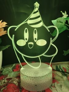 Star Kirby Amiibo โคมไฟ 3D ไฟนอน ไฟตกแต่งโต๊ะเล่นเกม ของเล่นตัวละครการ์ตูน ของขวัญ ไฟตกแต่งห้องเล่นเกม