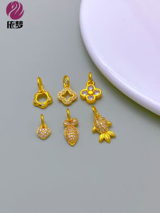 Phụ Kiện Trang Sức DIY Vòng Tay Vòng Cổ Mặt Dây Chuyền Mặt Dây Chuyền Đính Kim Cương Hình Trái Tim Mặt Dây Chuyền Hình Bốn Lá Cỏ Vàng