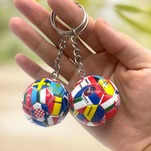 3Pcs 2024 World Flag Football Keychain Country Soccer Club Fans Keyring Car Key Chains Souvenir Bag Pendant Accessories Gifts