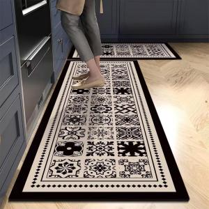 VIKAMA Kitchen floor mat super anti-slip water-absorbent dirt-resistant L-shaped kitchen floor mat