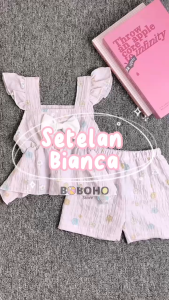 BOBOHO - SETELAN BIANCA LOKAL ANAK PEREMPUAN MUSIM PANAS / SET TANKTOP ANAK GAYA FEMINIM /SETELAN BIANCA MOTIF FLOWER