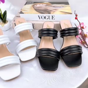 DÉP NỮ CAO GÓT - GUỐC CAO GÓT KIỂU 5P QUAI BẢN PHỒNG KÉP KẺ VIỀN CHỈ G25