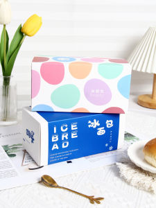 Ice Cream Explosion Colorful Packaging Box Blue Simple Baking Paper Bag Cotton Paper Bag for Dessert Slices Bread Packaging