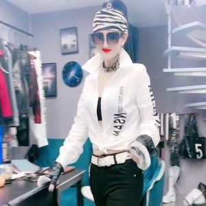 Loose Long Sleeve Womens Shirt Fashionable Printed Korean Style Commute Polyester Cotton Blend Button Detail Straight Cut