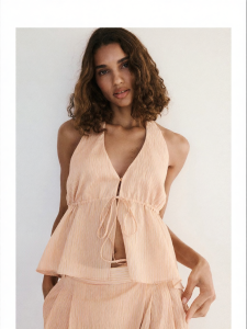 Mango | Áo Halter Sọc Lyocell