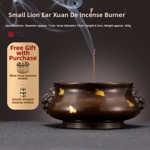 FUSHENGTANG | Solid Brass Gilt Lion Ears Incense Burner