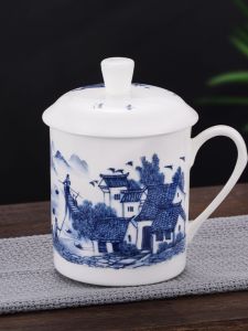 Cốc Trà Sứ Trắng Họa Tiết Hoa Cốc Đựng Trà Có Nắp Cốc Đựng Trà Cho Văn Phòng Cốc Đựng Trà Hội Nghị Cốc Quà Tặng Cốc Đựng Trà