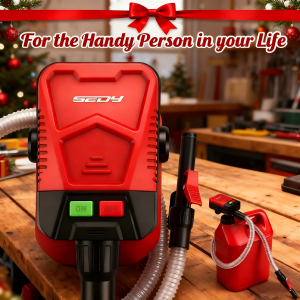 SEDY Automatic Fuel Transfer Pump with Auto-Stop Sensor(3.2 GPM) Battery Operated Gas Can Pump with 3 Can Adapters