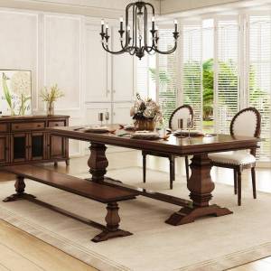 American Style Luxury Rustic Wooden Dining Table French Restaurant Table And Chair Combination European Original Wood Table Vintage Dinner Table