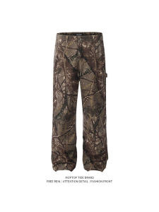 Mr. WH Thời Trang Đường Phố Cao Cấp Mỹ Họa Tiết Rằn Ri Nhánh Phá Cách Làm Việc Quần Thoải Mái Rộng Rãi Cắt Thẳng Quần Dài