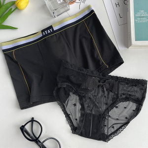 Cặp Đôi Quần Lót Modal Cotton Vải Bông Thoáng Khí Nam Nữ Gợi Cảm Ren Chồng Vợ Bộ Quà Tặng Cho Bạn Trai Lễ Hội Qixi