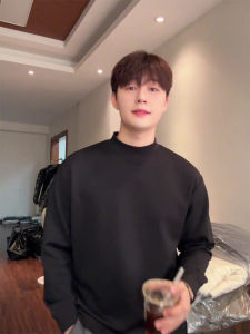 Black Long Sleeve Cashmere Base Shirt Mens Fashion Brand High-End Feel Cool Handsome Warm Inner Wear T-Shirt for Autumn Winter