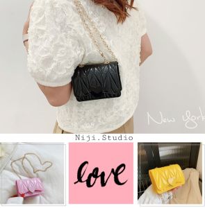 ~ L2-019 กระเป๋าจิ๋ว-กระเป๋าสะพายข้าง กระเป๋าแฟชั่นเกาหลี ลายใบไม้ มีสายโซ่ น่ารักมาก