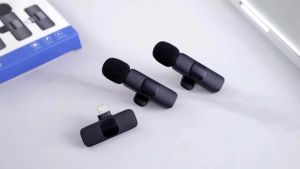 Wireless Lavalier Microphone Portable Audio Video Recording Lapel Mic Set Noise Cancelling Rechargeable Handheld Mic for YouTube Live Vlog