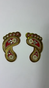 Acrylic Lakshmi MATA Charan Paduka Sticker Diwali Festival Decoration | with Stone Moti Mandir Home | Office | Floor | Festival Decoration Items