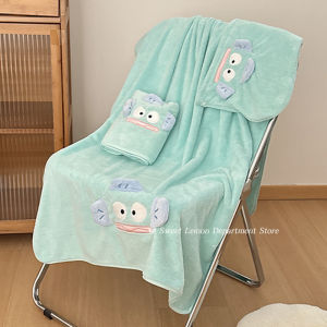 Cute Cartoon Coral Fleece Towel Bath Towel Womens New Style Absorbent Quick Dry No Shedding Three Piece Set Student Dormitory