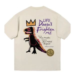 Fashion Trend Brand Oversize Dinosaur Graffiti Round Neck Short Sleeve T-shirt 2024 Summer Hip Hop Mens And Womens New Tops