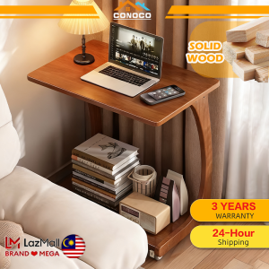 CONOCO Solid Wood Coffee Side Table Rotate Sofa Side Table Study Bedroom Small Jadual Sisi Katil Boleh Diubah Putar Jadual Sisi Sofa Kecil Cuti 可旋转储物边桌