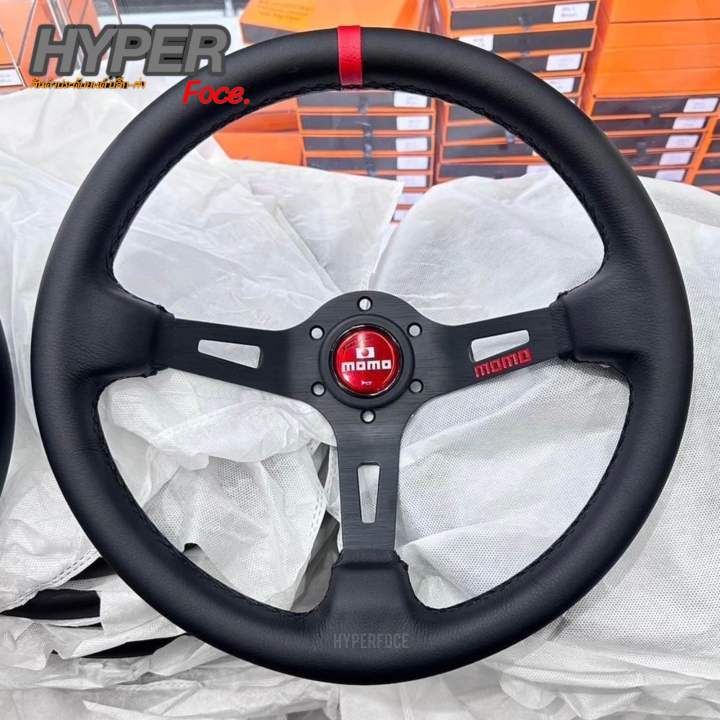 MOMO Steering wheel Japan Edition 🇯🇵 พวงมาลัยรถยนต์ พวงมาลัยแต่ง ขนาด 13.5“ นิ้ว ก้านยก 3“ หนังนิ่มมีร่องนิ้ว