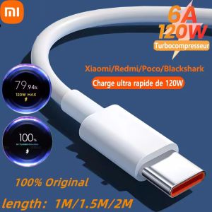 Xiaomi Original Usb Type C Cable 120W 67W Turbo Fast Charger Mi 15 14 13 12T Pro 12 11 Ultra Poco X6 X7 Redmi Note Black Shark 5