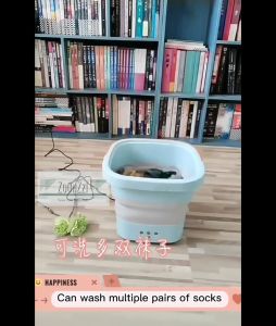 2IN1 Mini Foldable Clothes Underwear Washing Machines Portable with Drain Basket Lightweight Durable Clean Wash Baby Clothes Shirt Sock Underwear Folding Mini Laundry Washer UV Sterilization Mesin Basuh Baju Seluar Dalam Bayi Stoking Mini Automatic洗內衣褲洗衣机