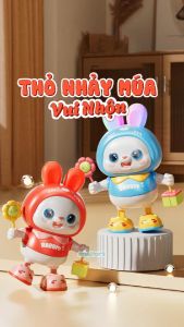 Đồ chơi thỏ robot nhảy múa vui nhộn có đèn nhạc di chuyển đồ chơi cho bé 0 1 2 tuổi