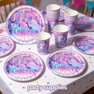 Kpop Pink And Purple Dinnerware Set Paper Cups Plate Napkins Straw Tablecloth Birthday Party Scene Cupcake Decor Bunting Banner