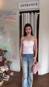 ChoiFoo ฤดูร้อนสาวสไตล์ลูกไม้แขวนคอตัวเองกับแผ่นหน้าอกมูลค่าสูงน้ำหนักเบาระบายอากาศแขวนคอด้านบนแขวนคอ