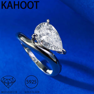 S925 Silver Moissanite Ring Teardrop-Shaped Style Light Luxury Suitable for Dresses Banquets Weddings Gifts