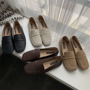 British Style Flat Shoes for Women Spring Autumn Simplicity University Style Versatile Casual Shoes with Low Heel and Square Toe