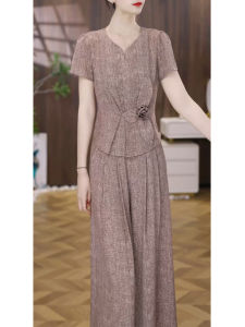 GUBODUO | Elegant Thin Sleeve Short Two-Piece Suit Women Flattering Wide Leg Pants
